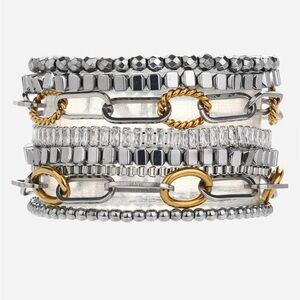 Elegant Silver and Gold Bracelet Set